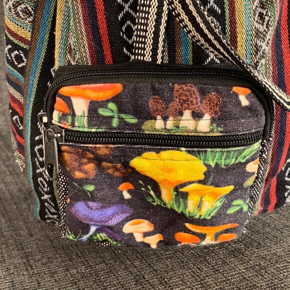 Kathmandu Imports Backpack - bag medium boho hippie festival colorful mushrooms - Picture 5 of 14
